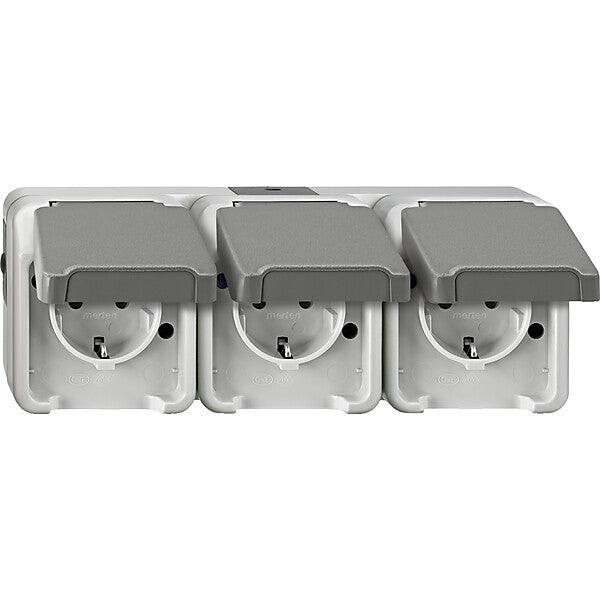 Merten SCHUKO-Dreifach-Steckdose lichtgrau MEG2390-8029